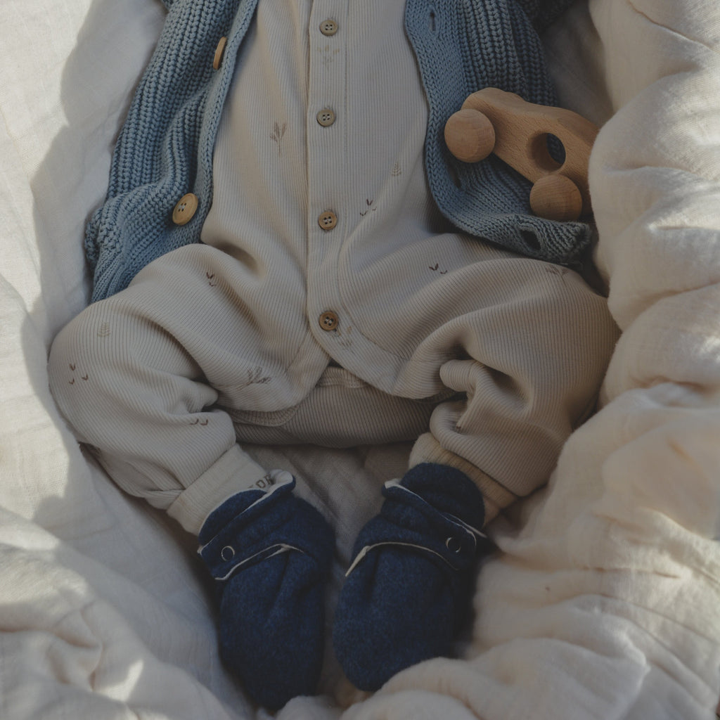 FLEECE BOOTIES | BLUE MELANGE