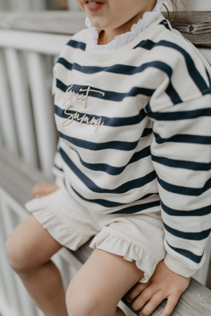 OVERSIZED SWEATSHIRT SWEET SUMMER CREAM-NAVY